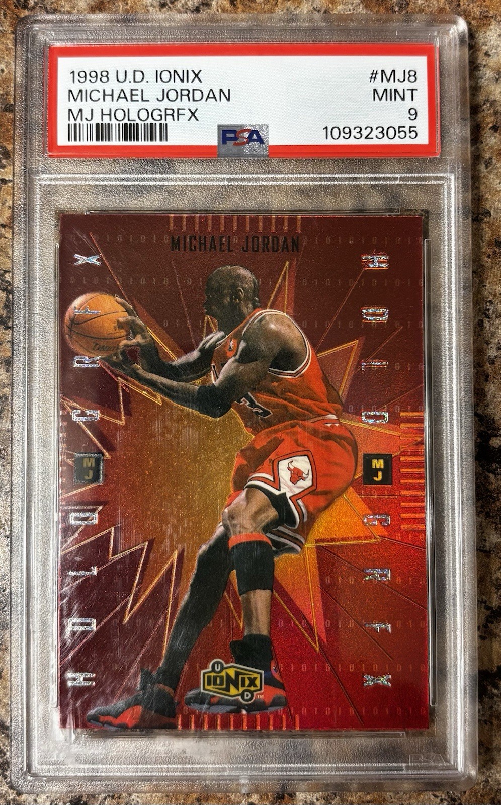 1998 UPPER DECK IONIX HOLOGRFX MJ HOLOGRFX MICHAEL JORDAN #MJ8 PSA 9 MINT POP 19