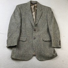 Jos. A Bank Blazer Mens 44 Regular Brown Wool Harris Tweed Herringbone Jacket