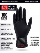 100ct Black Nitrile Gloves 5 Mil Thick Disposable Latex Free Food Grade S M L XL