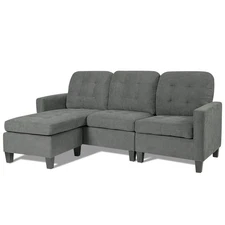 Giantex L-shaped Modern Convertible Sectional Sofa Set w/Reversible Chaise Grey