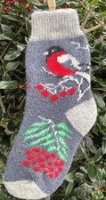 Women's Socks 100 Wool ,Warm , print Bear, size 7-8. NEW