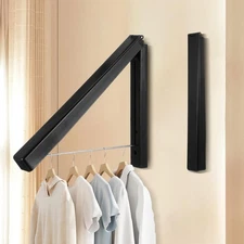 2-PCS Wall Mounted Clothes Drying Rack, Retractable, Foldable, Metal, Black