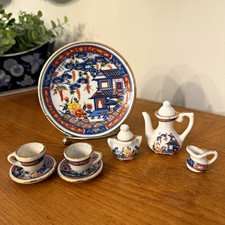 Porcelain Miniature Tea Set, Vintage Imari Ware pattern