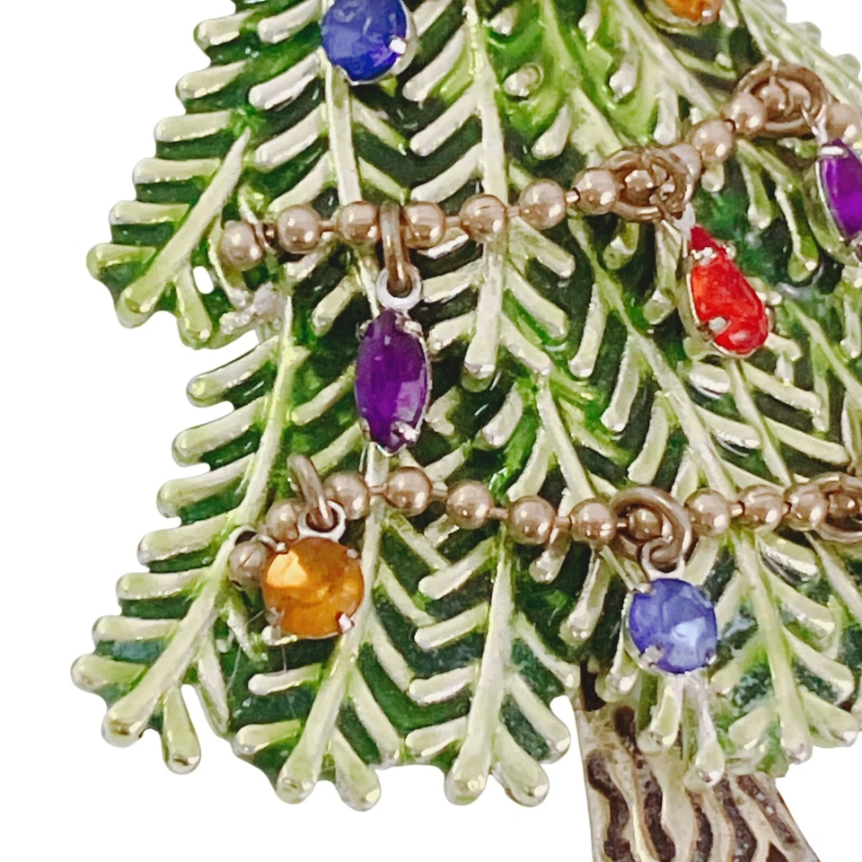 Broche de árvore de Natal assinado Avon 2008 5º ano esmalte verde strass - Imagem 4 de 4