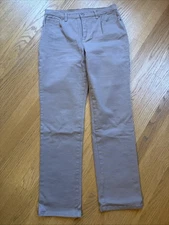 Basic Editions Khaki Classic fit Straight-Leg Pants sits at natural waist sz 8