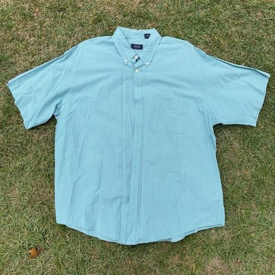 IZOD Button-Down Shirt Men's XL Short Sleeve Green Blue Multi Plaid