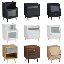 Modern Bedside Cabinet Nightstand Table Drawer LED Bedroom Storage Furniture