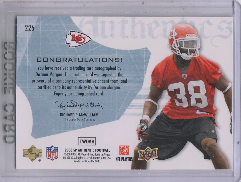 A9670- 2008 SP Authentic #226 DaJuan Morgan RC Auto /1199 SAMPLE - Image 2 of 2