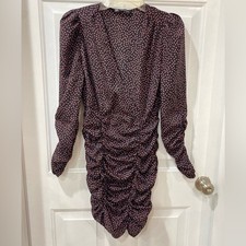 Zara Black Dress with Pink Heart Pattern women’s long sleeve fitted dress