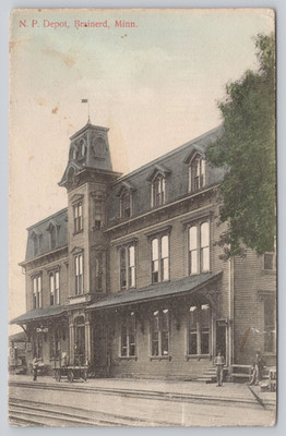 Postcard Northern Pacific Depot Brainerd Minnesota c1912