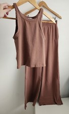 Zara Co-Ord Set Brown Joggers Crop Top Size M