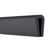 Rubber Edge Trim, 3/32" U Channel Fit 3/32"- Length 20', Black