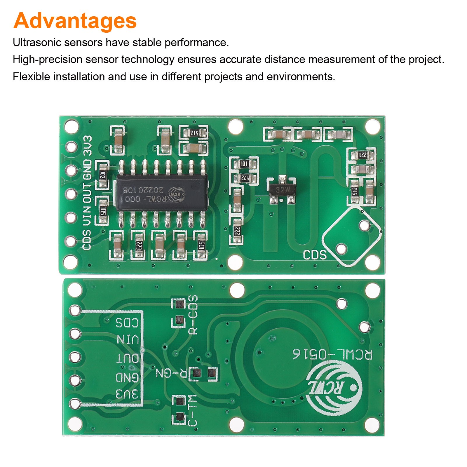 10Pcs Ultrasonic Module Distance Sensor RCWL-0516 High Precision Measuring Green