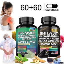 Sea Moss  Shilajit Black Seed Oil, Turmeric, Ashwagandha, Ginger, Vitamin D 