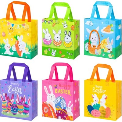 6 x Easter Egg Hunt Bags with Handles, Reusable Easter Gift Bags for Children...