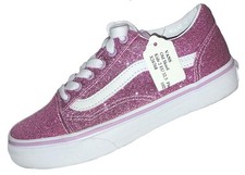 VANS Girls US 2 EU 32.5 OLD SKOOL GLITTER SKATE SNEAKERS LaceUp Shoes Pink