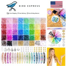 Glass Beads Bracelet Making Kit w 1396pcs, Crackle 6mm Round Beads DIY Jewelry