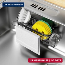 Cisily Kitchen Sponge Holder for Kitchen Sink with 2 Suction Cups/1 Adhesive Str