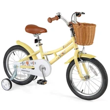 16" Kids Bike w/Height Adjustable Handlebar Seat Basket Bell Training Wheels