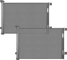 2 Pack Retractable Mesh Baby Gate Dog Gate 33x55 Safety Gate Gray Indoor