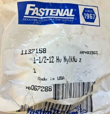 1-1/2"-12 Grade 2 Zinc Finish NU Steel Heavy Nylon Insert Lock Nut 1137158