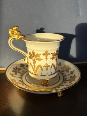 Rare  Hammersley & Co. Fine China  Tea Cup & Sauce Gold Footed ,j94