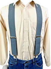 Men's Medium Gray, XL, 2", Adj. Suspenders / Braces, Made in the USA