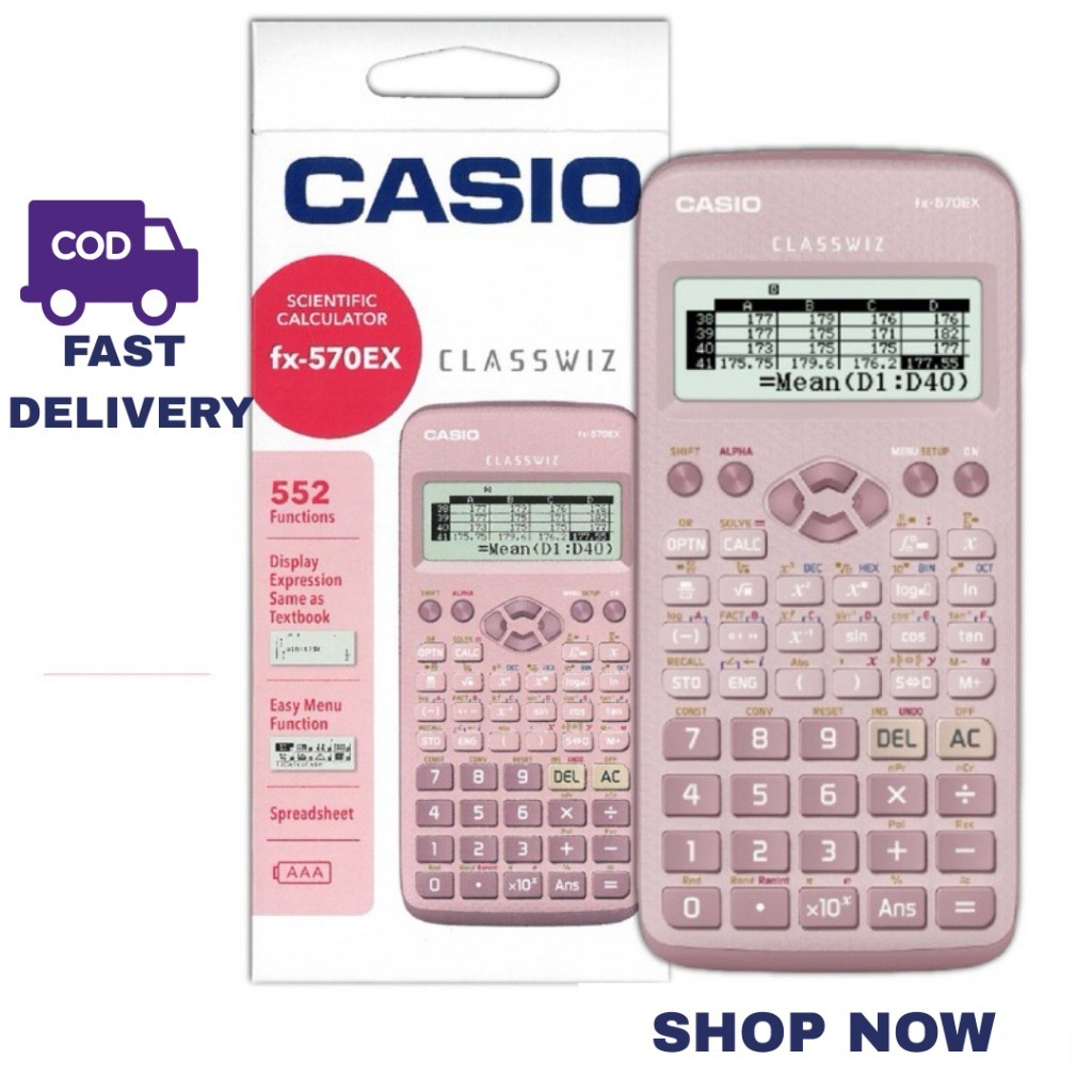 NEW Casio FX-570EX Pink Scientific Calculator Slim & Stylish