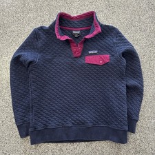 Patagonia Pullover Women's S Organic Cotton Quilt Snap T 1/4 Blue Pink 25281