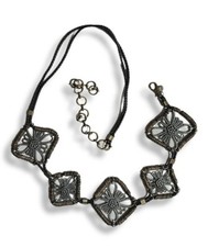 Chico's Belt Metallic Bronze Tone Silver Metal Braided Leather Boho Hippie M67