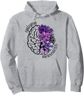 Epilepsy Awareness Purple Brain Flower Cute Support Unisex Hooded Sweatshirt