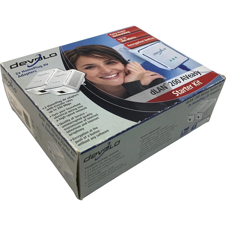 Devolo DLAN 200 AVeasy Starter Kit Powerline Ethernet Adapter 200 Mbps Device - Image 2 of 4