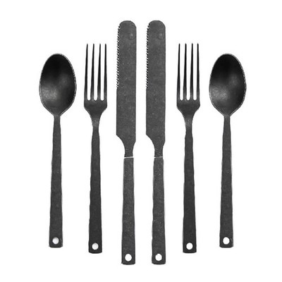 Barebones Besteckset 6tlg ''Flatware'' Vintage matt (dunkelgrau) für 2 Personen