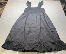 The Drop Womens Kimi Ruffled Shoulder Smocked Midi Dress Blk XL NWT