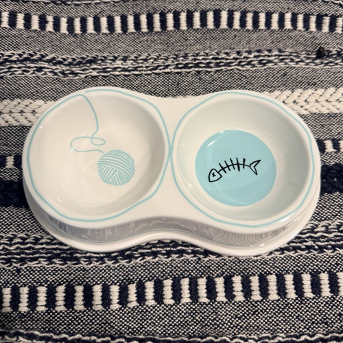 Tiffany & Co. Fine Bone China Double Standard Cat Bowl, White, Model 66729