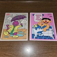 Playskool Barney & Sesame Street Ernie Puzzle Lot 1993 1979 Vintage Made In USA