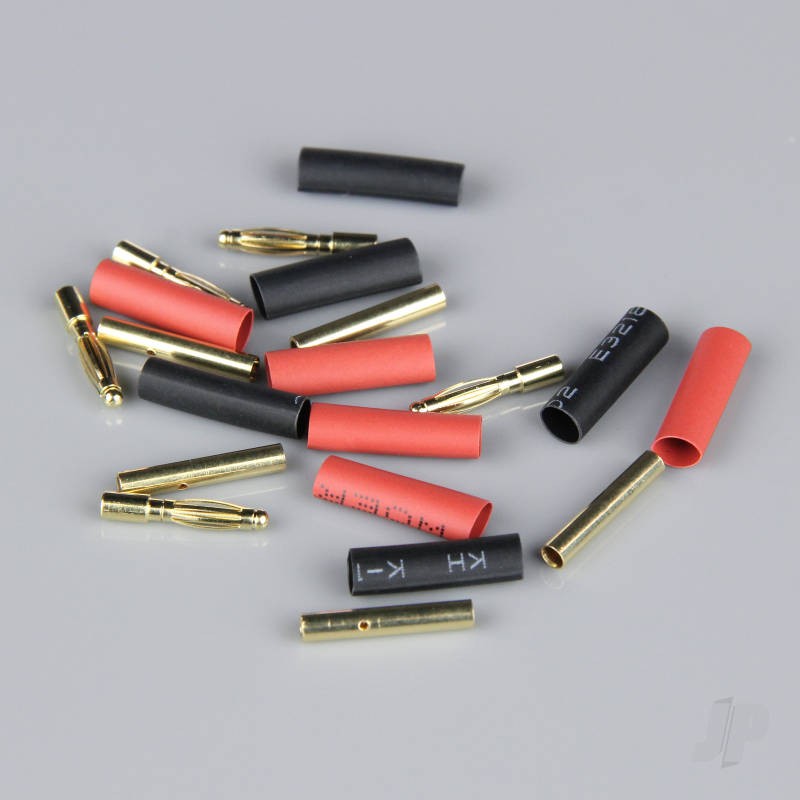 Radient 2mm Gold Connector Pairs including Heat Shrink (5 pcs)