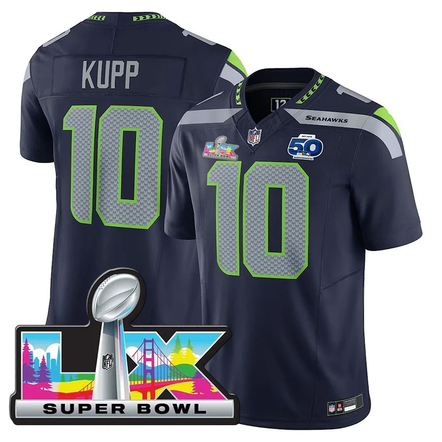 Seahawkss Men's #10 Cooper Kupp 50th /Super B.owl LX Patch Game Jersey