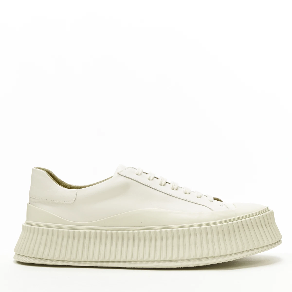 new JIL SANDER light beige leather chunky rubber platform sole sneaker EU40