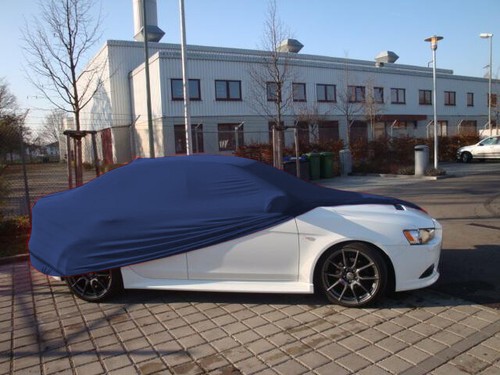 Vollgarage Schutzdecke indoor blau mit Spiegeltaschen für Mitsubishi Lancer - Picture 2 of 2