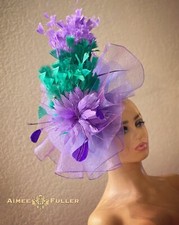 Aimee Fuller Purple Fascinator Emerald Green Kentucky Derby Hat Ascot Del Mar