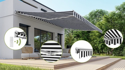 Halbkassettenmarkise elektrisch Markise LED SP1201EML3x2,5/4m/4,5m/5