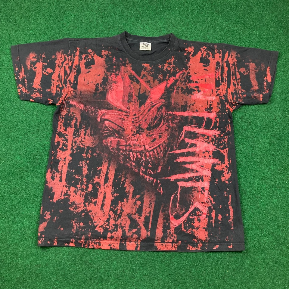 Camisa De Colección In Flames Para Hombres L Negra Roja AOP Estampado Completo Banda de Heavy Metal Y2K Foto 2 de 4