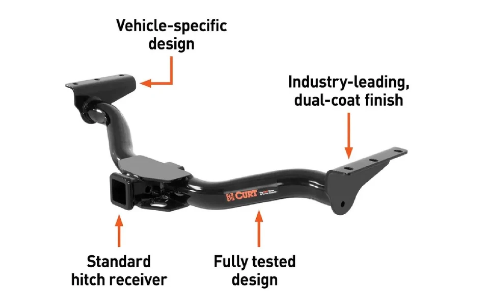 Curt Class 3 Steel Black Trailer Hitch 2" Receiver for 05-15 Toyota Tacoma 13323 Foto 4 de 4