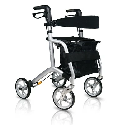 ANGEL MOBILITY Folding Rollator Lightweight Walking Aid 4 Wheels Mobility Walker With Seat