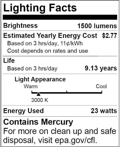 2Pack CFL Light Bulb, T3 Spiral Fluorescent Light, 23W(100W), 3000K, E26, 1500LM - Image 3 of 3