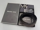 Michael Kors Men's 4 In 1 MK Logo Leather Reversible Belt Box Set BROWN/BLACK