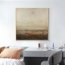 Quadro astratto grande formato dipinto a mano olio su tela giallo 31 pollici