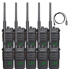 10 Pack Retevis RT86 Walkie Talkies Long Range High Power For Warehouse + USB