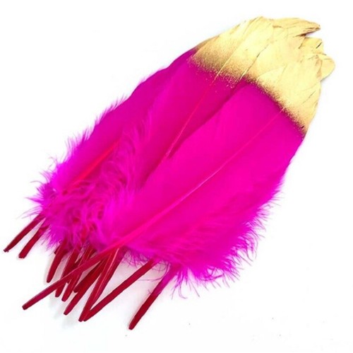Large Gold Tip Beautiful Goose Feathers 15-20cm Fly Craft Hat Arts Decorations - Picture 10 of 25